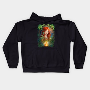 Green Witch and Flame Kids Hoodie